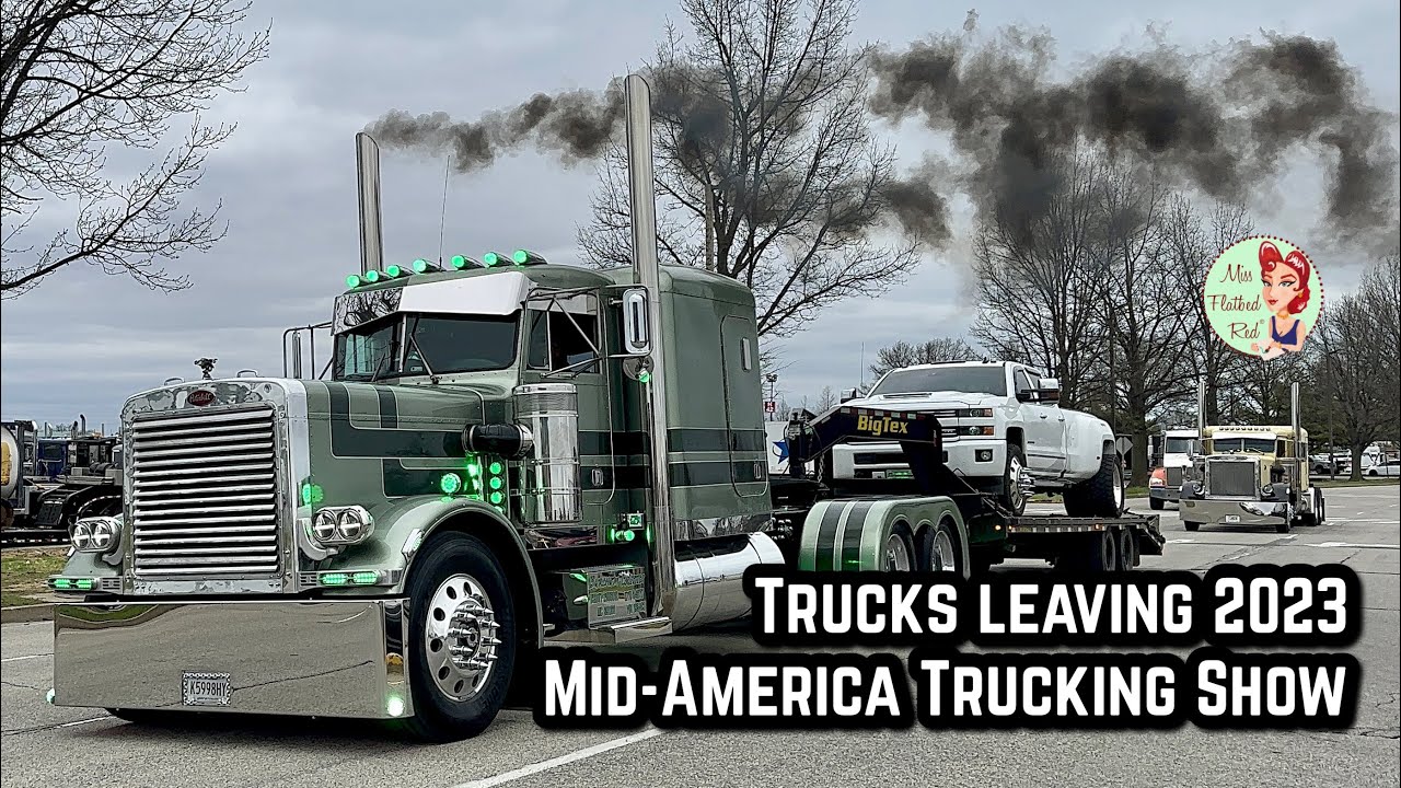Trucks Leaving the 2023 Mid-America Trucking Show