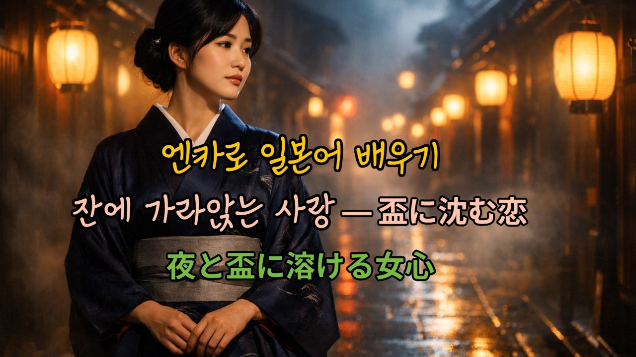 엔카로 일본어 배우기｜잔에 가라앉는 사랑 — 盃に沈む恋 演歌｜夜と盃に溶ける女心