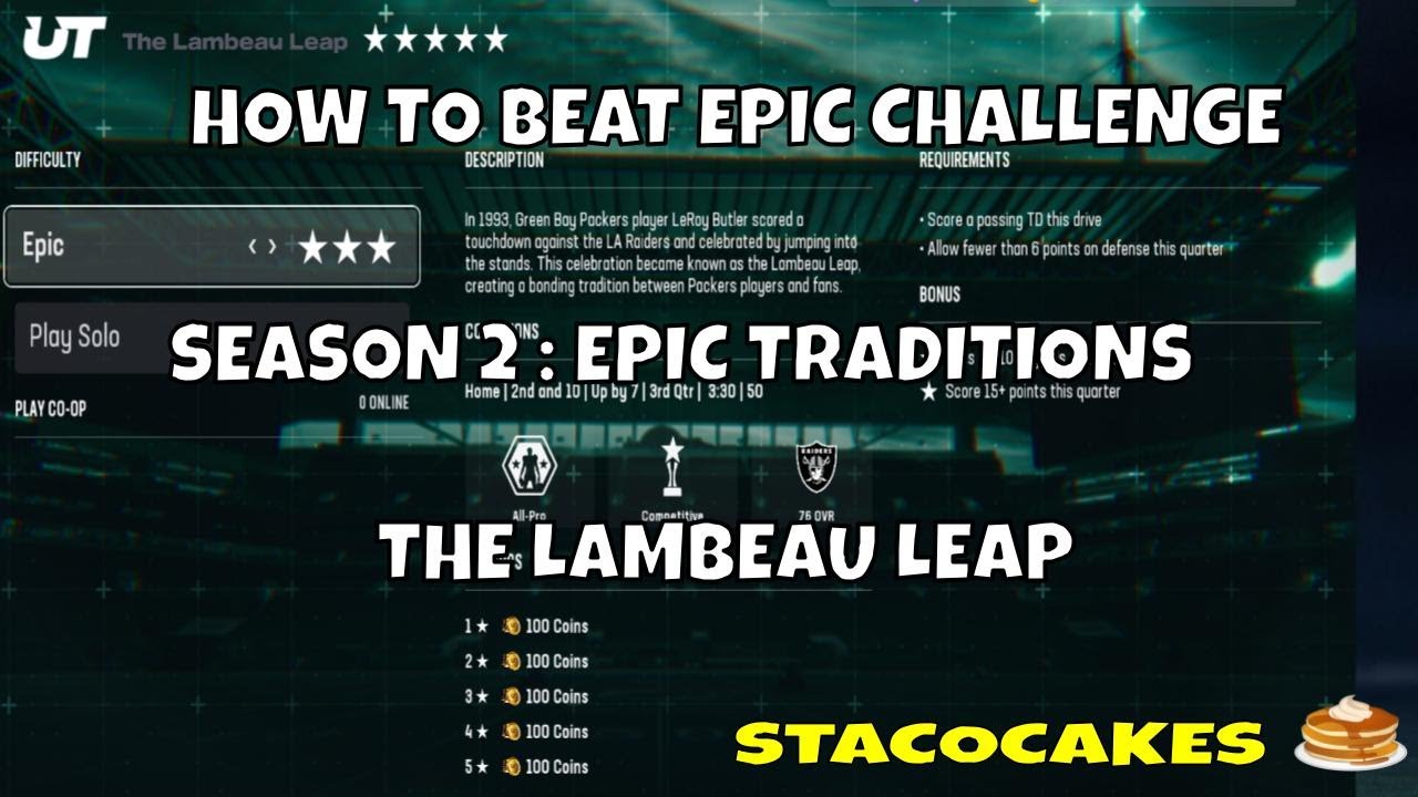 MADDEN 26 HOW TO BEAT SEASON 2 EPIC CHALLENGE THE LAMBEAU LEAP SOLO