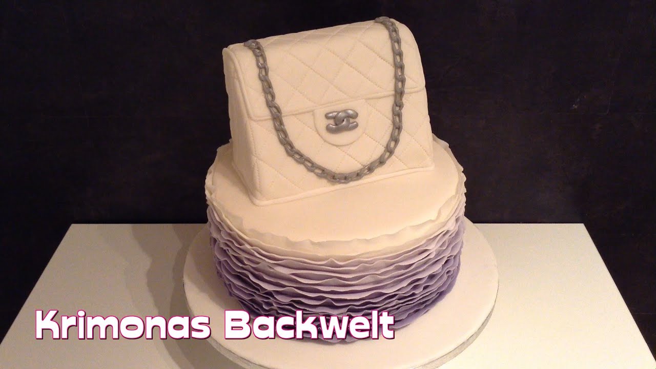 Fondant Torte Chanel - Handtaschen Torte/ Rüschen Ombre  / Chanel handbag cake  -  Ombre Ruffle