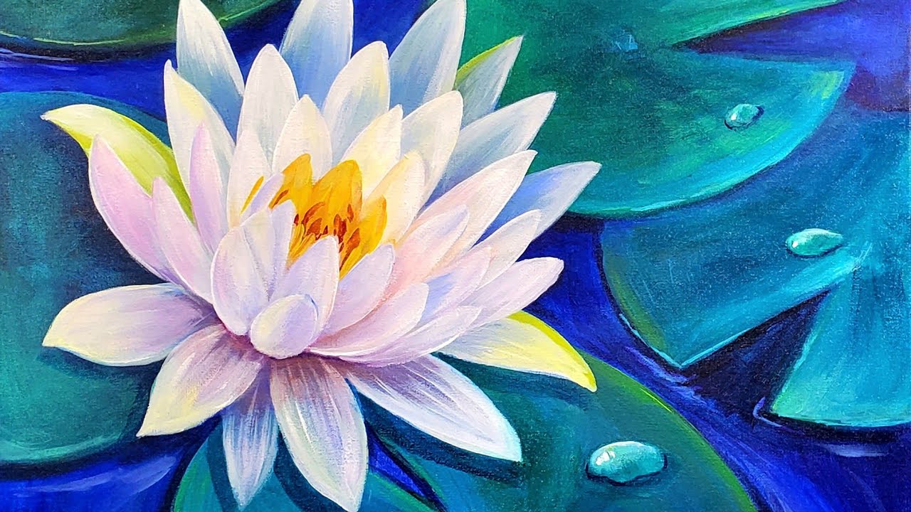 Water Lily Acrylic Painting LIVE Tutorial