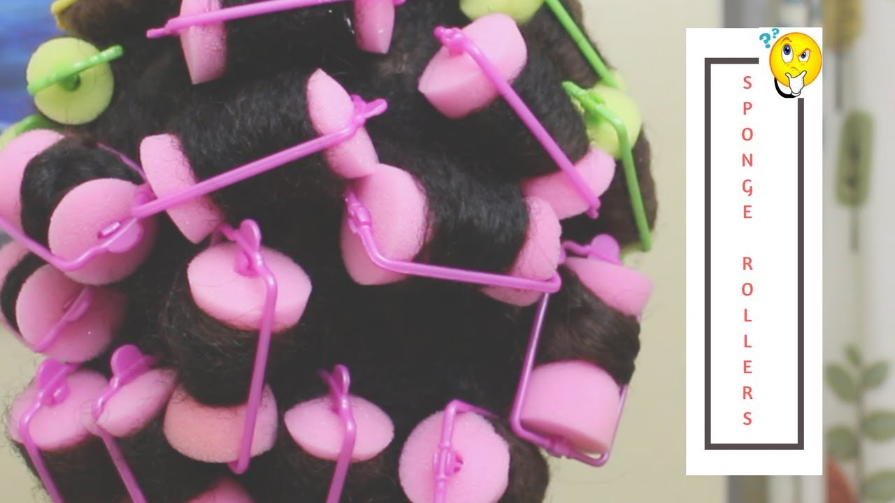 Sponge rollers on stretched natural hair