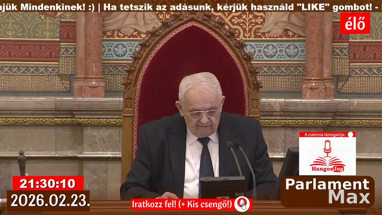 ⭕ Orb&aacute;n Viktor besz&eacute;de: 🔴 Parlamenti K&ouml;zvet&iacute;t&eacute;s (&Eacute;LŐ) 2026.02.23.| ParlamentMax   T&aacute;mogat&oacute;: LUXOMUX