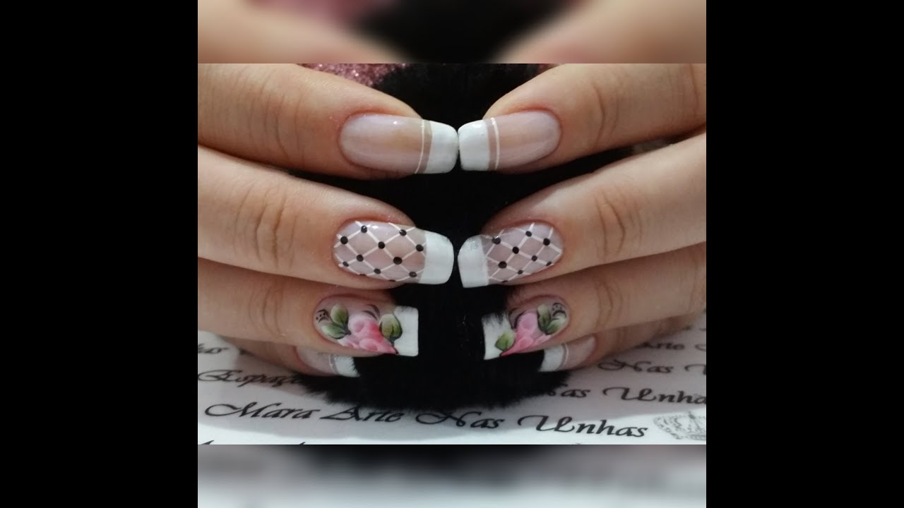 Francesinha em unhas longas com rosas em carga dupla - PASSO A PASSO