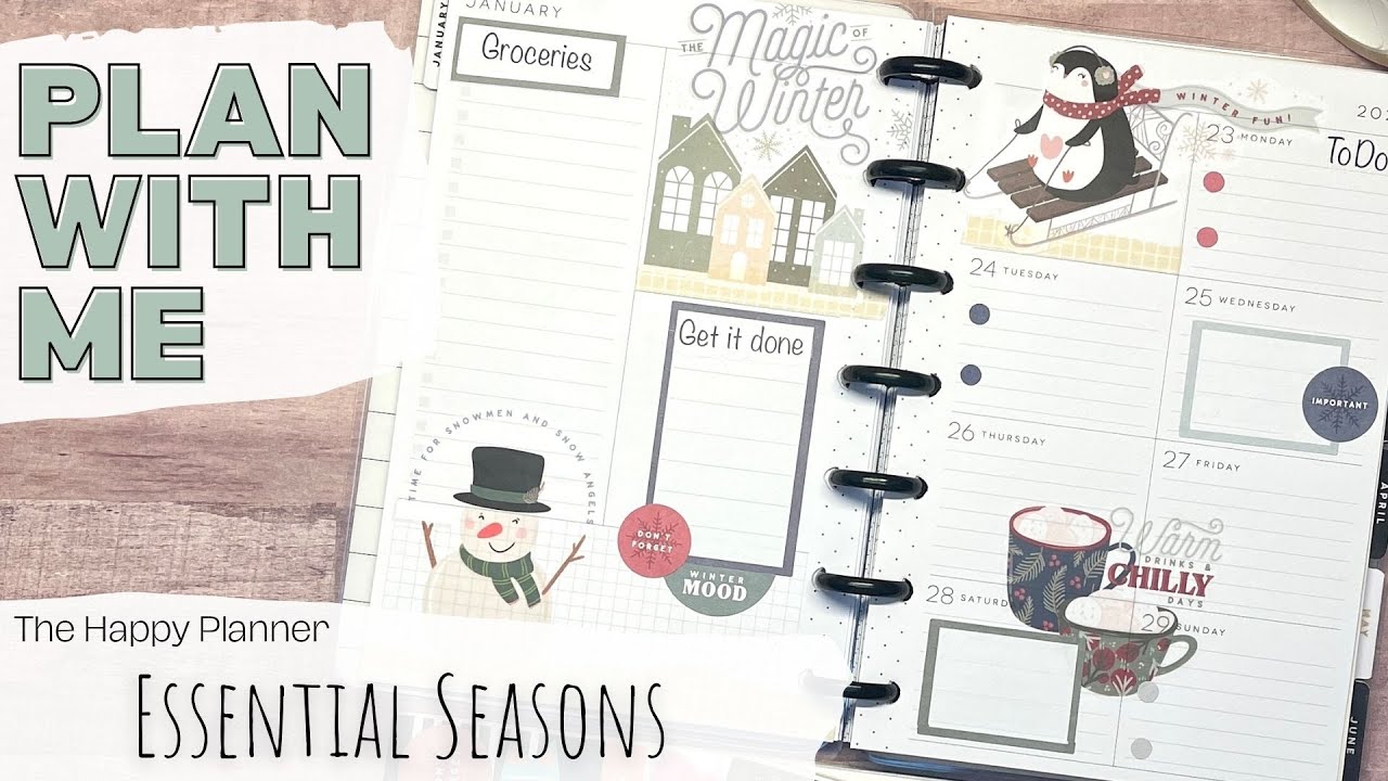 PLAN WITH ME - MINI DASHBOARD HAPPY PLANNER - ESSENTIAL SEASONS WINTER SPREAD THE HAPPY PLANNER
