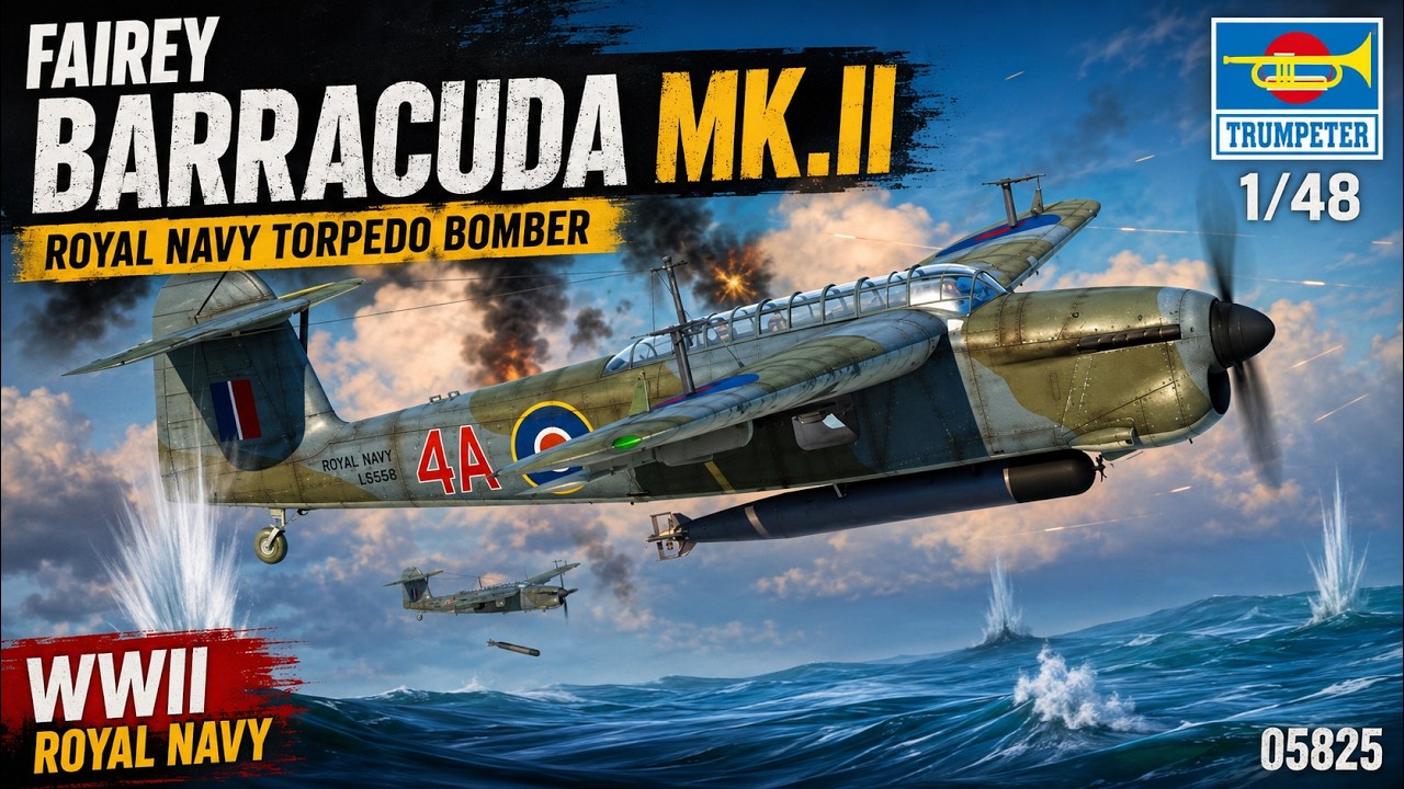 Trumpeter 1/48 Fairey Barracuda Mk.II WWII Torpedo Bomber Royal Navy # 05825