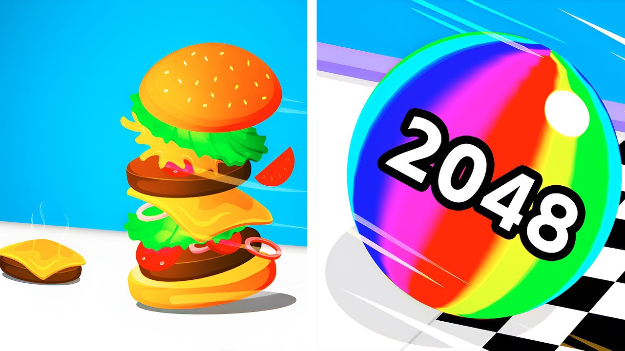 Burger Master VS Ball Run 2048 🍔🔴 All Levels Max Update Walkthrough Mobile NEW Gameplay B7RX