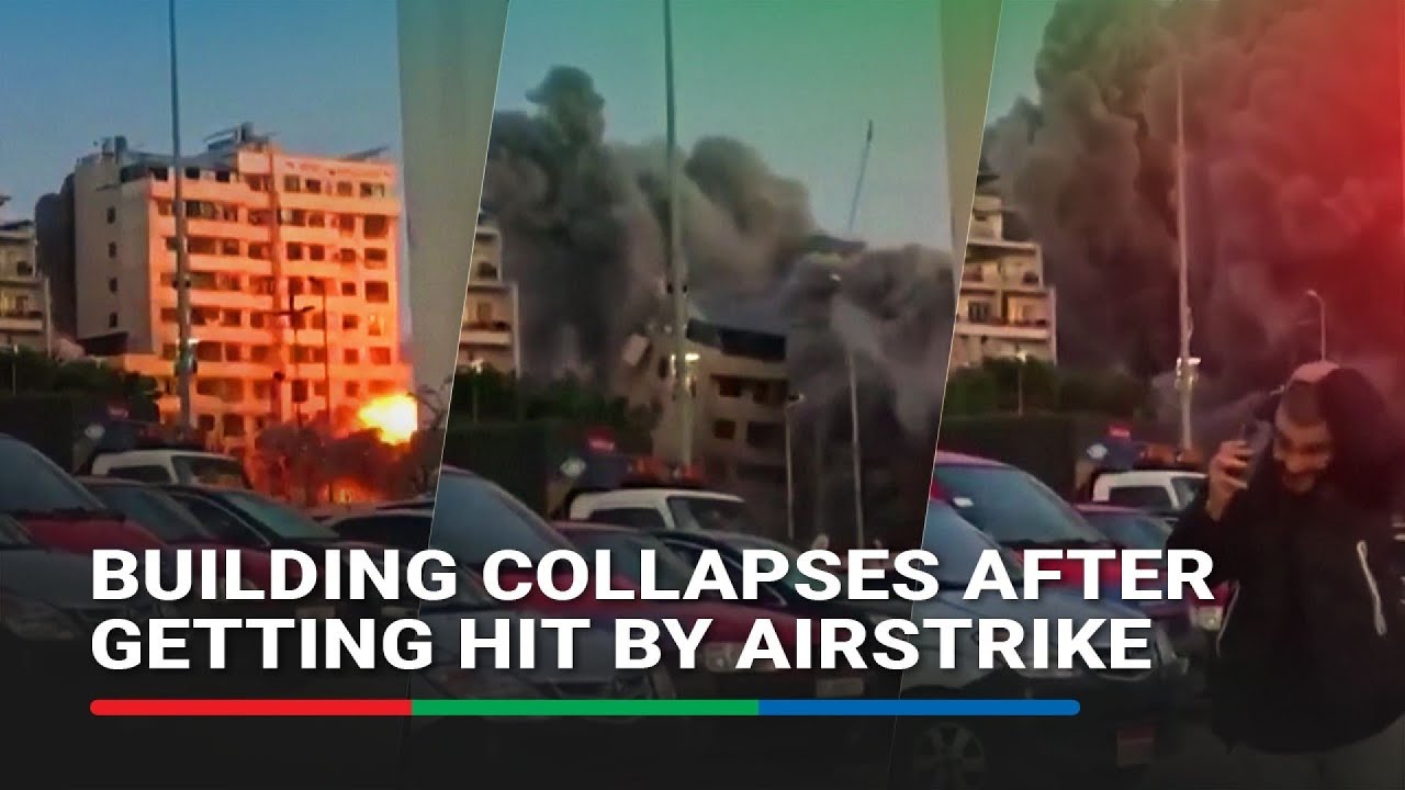 The shocking moment an Israeli airstrike collapsed a building in Beirut | ABS-CBN News