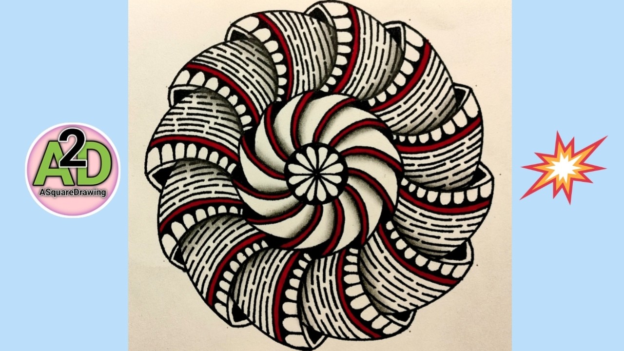 Zentangle Art Tutorial-15 | Beautiful Zentangle Drawing | Illusion Zentangle Drawing