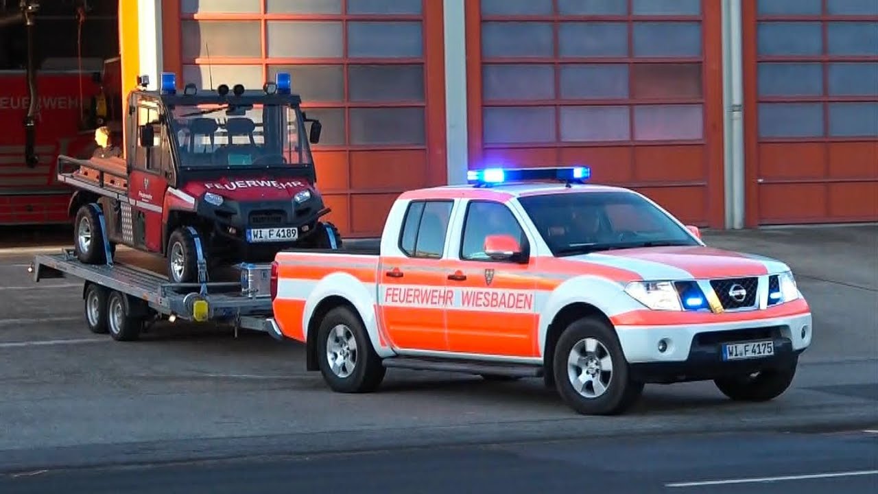 [🚨 Rettung aus unwegsamen Gelände] 📟 ELW + HLF + Nissan Navara mit Anhänger ATV | BF Wiesbaden FW1