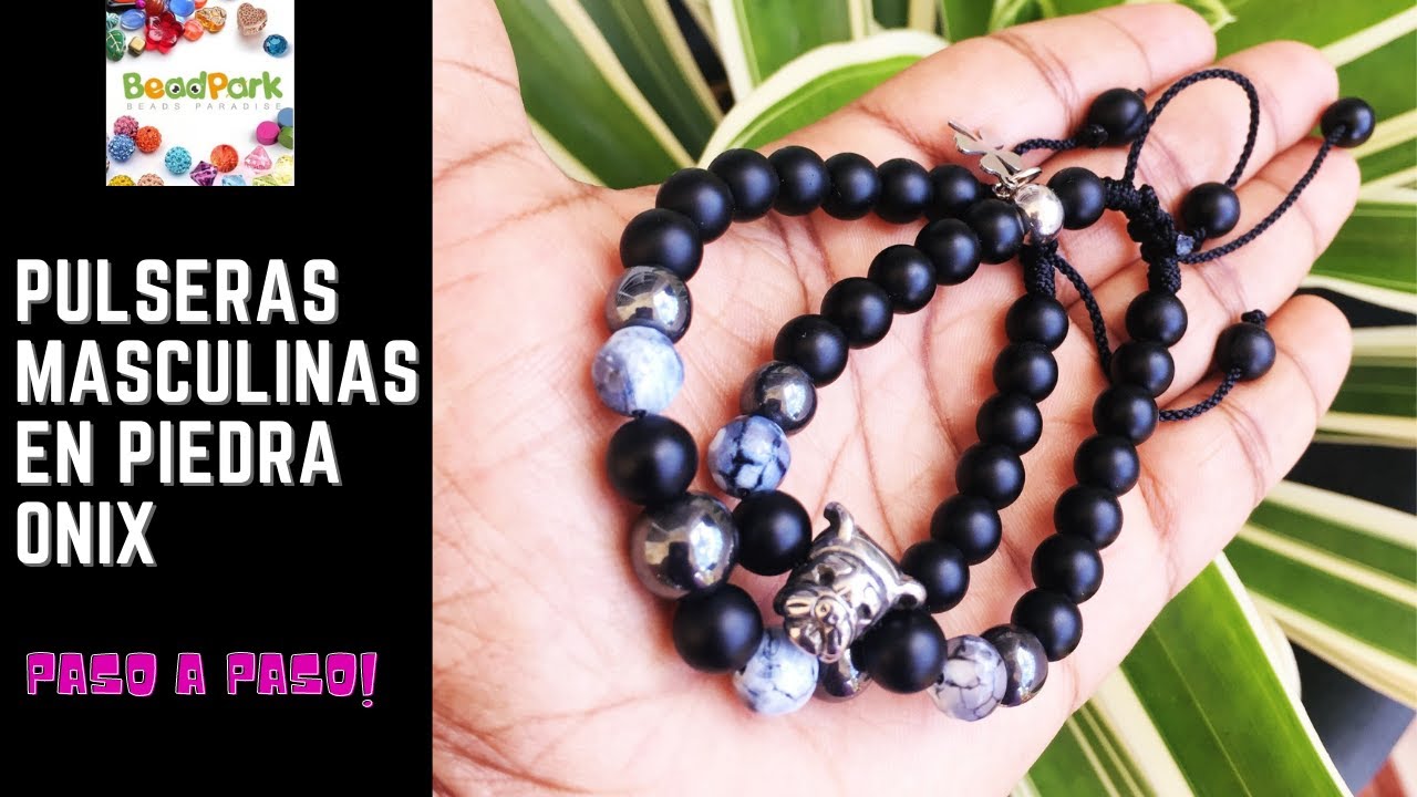 PULSERAS MASCULINAS AJUSTABLES CON PIEDRAS ONIX DE LA TIENDA @BEADPARK /// POR @ACCESORIESDESIGN