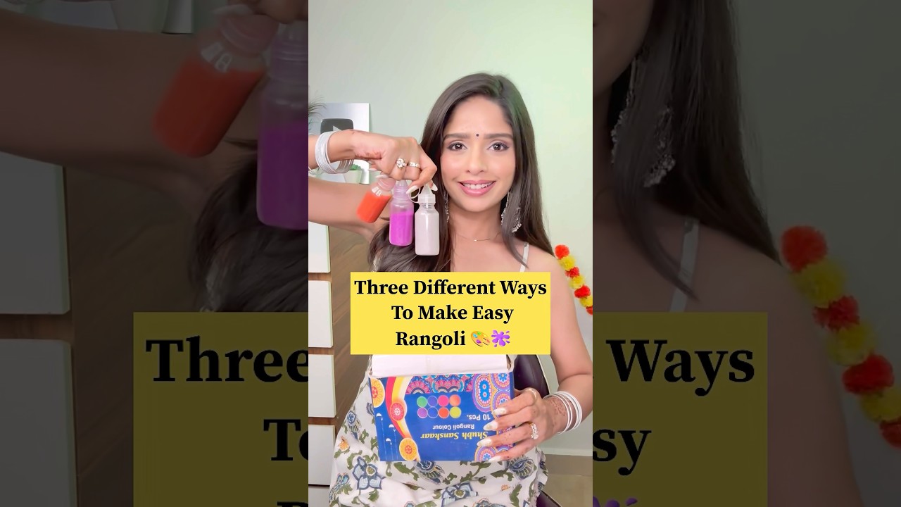 Trying 3 Different Ways To Make Easy Rangoli 🎨🫟 || #trending #viral #shorts