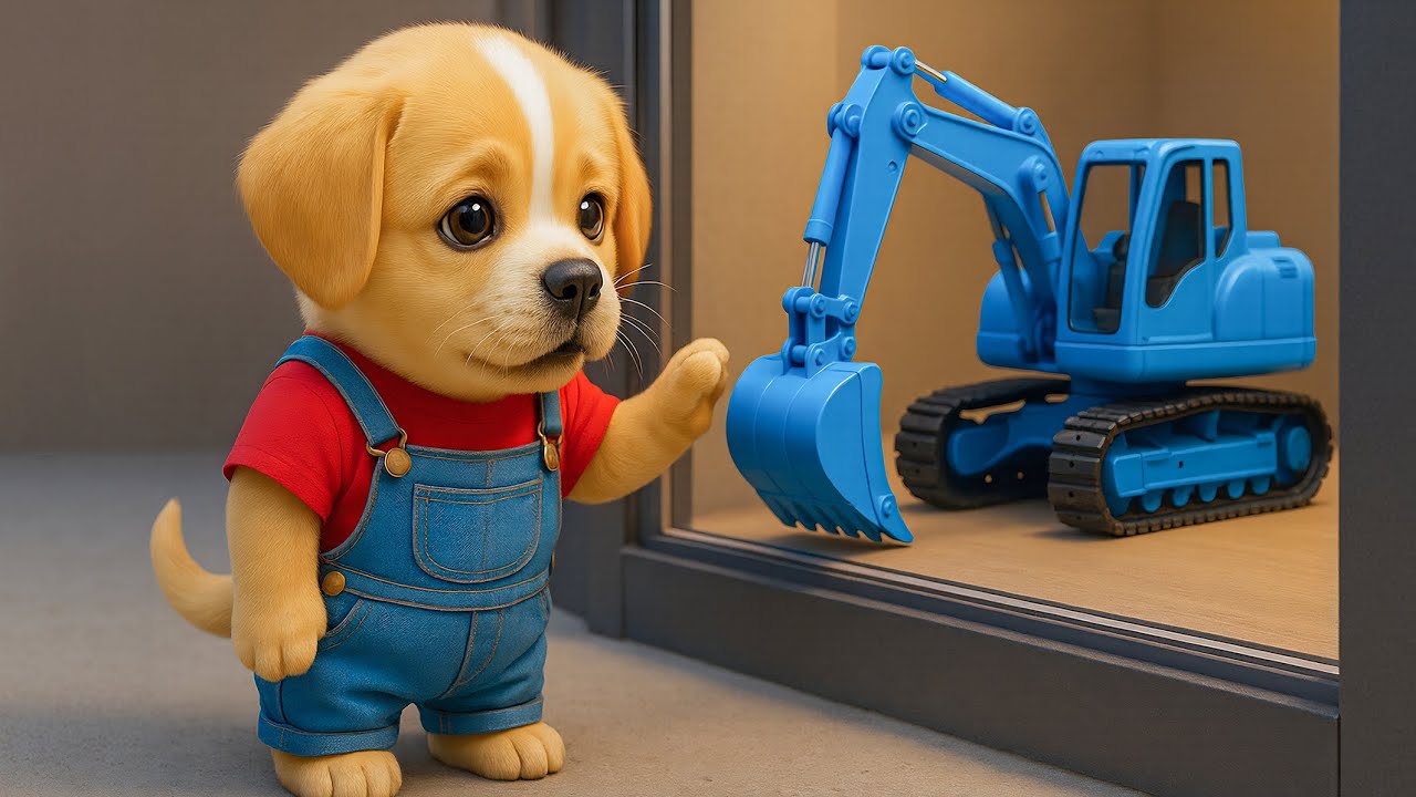 Baby Pubby Dreams of a Toy Excavator 🚜💭 He and Dad Work Hard Together to Make It Come True ❤️