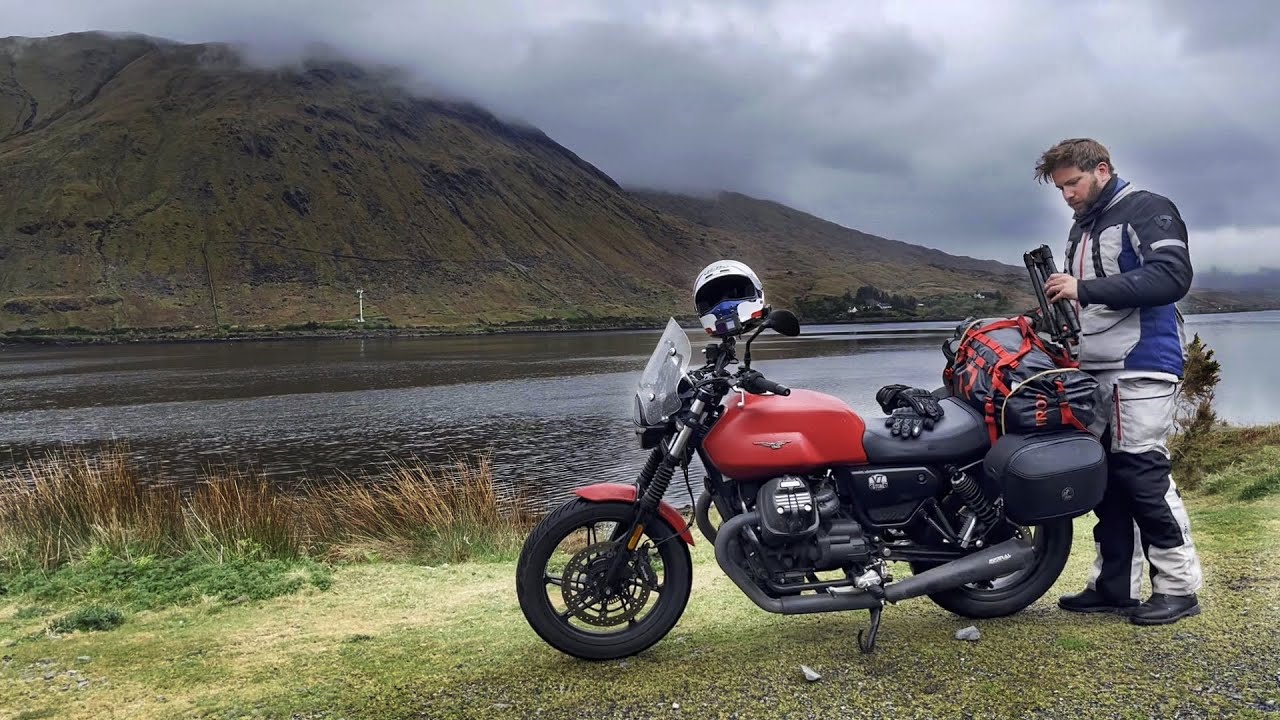 Through Connemara on our Motorbikes - Wild Atlantic Way tour Moto Guzzi V7 and Honda CB500X