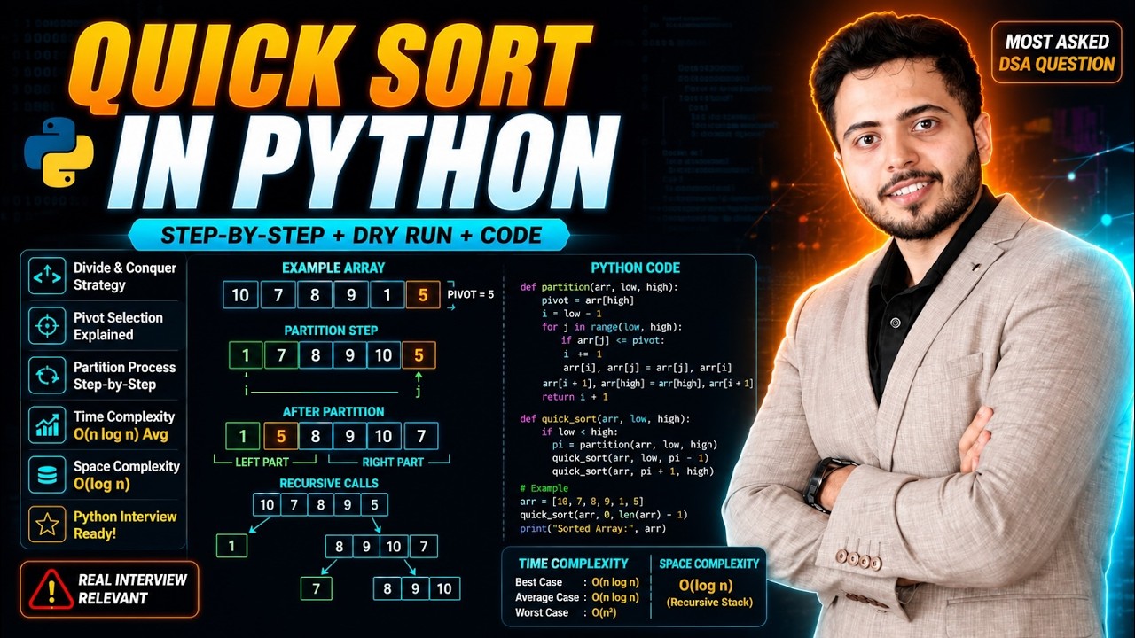 ADVANCED DSA 🔥 Quick Sort in Python | Divide & Conquer Explained