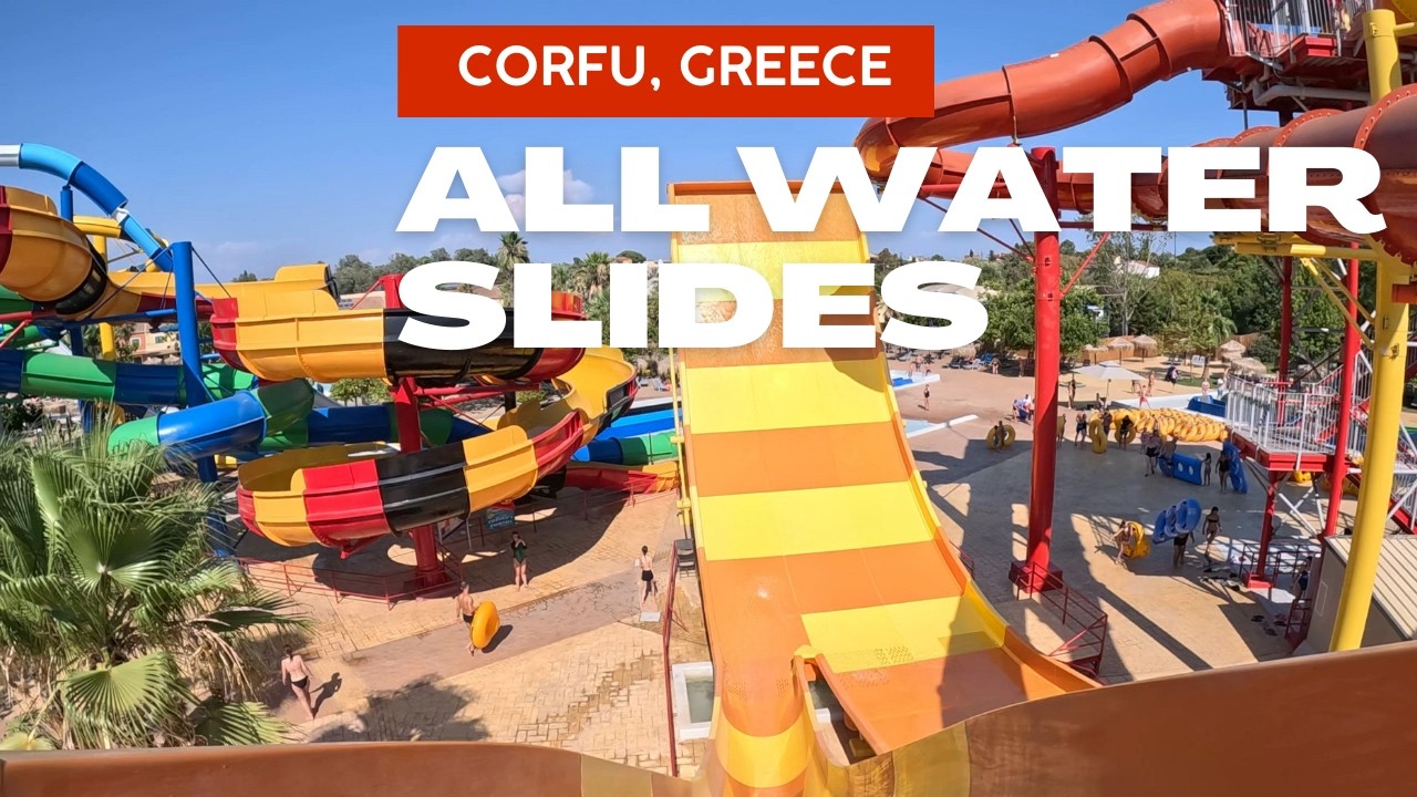 All WATER SLIDES at Aqualand Corfu Waterpark, Greece