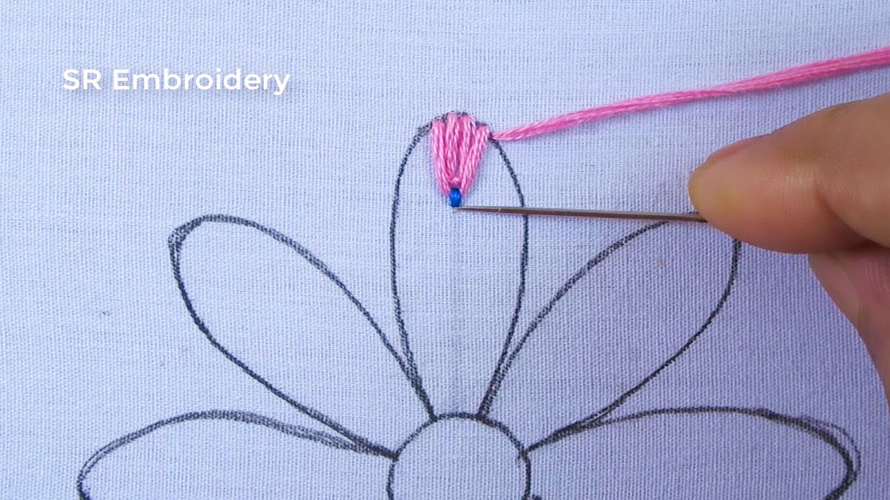Hand Embroidery Amazing Colorful Needle Work Flower Design With Easy Sewing Stitch Tutorial