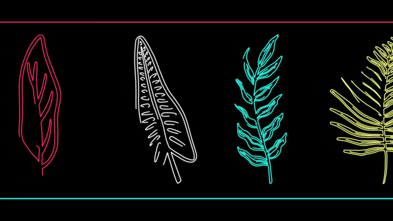 VJ LOOPS (4K) / MOTION GRAPHICS / ANIMATION / VISUAL LOOPS / CINEMA 4D- HORIZONTAL TROPICAL LEAVES 1