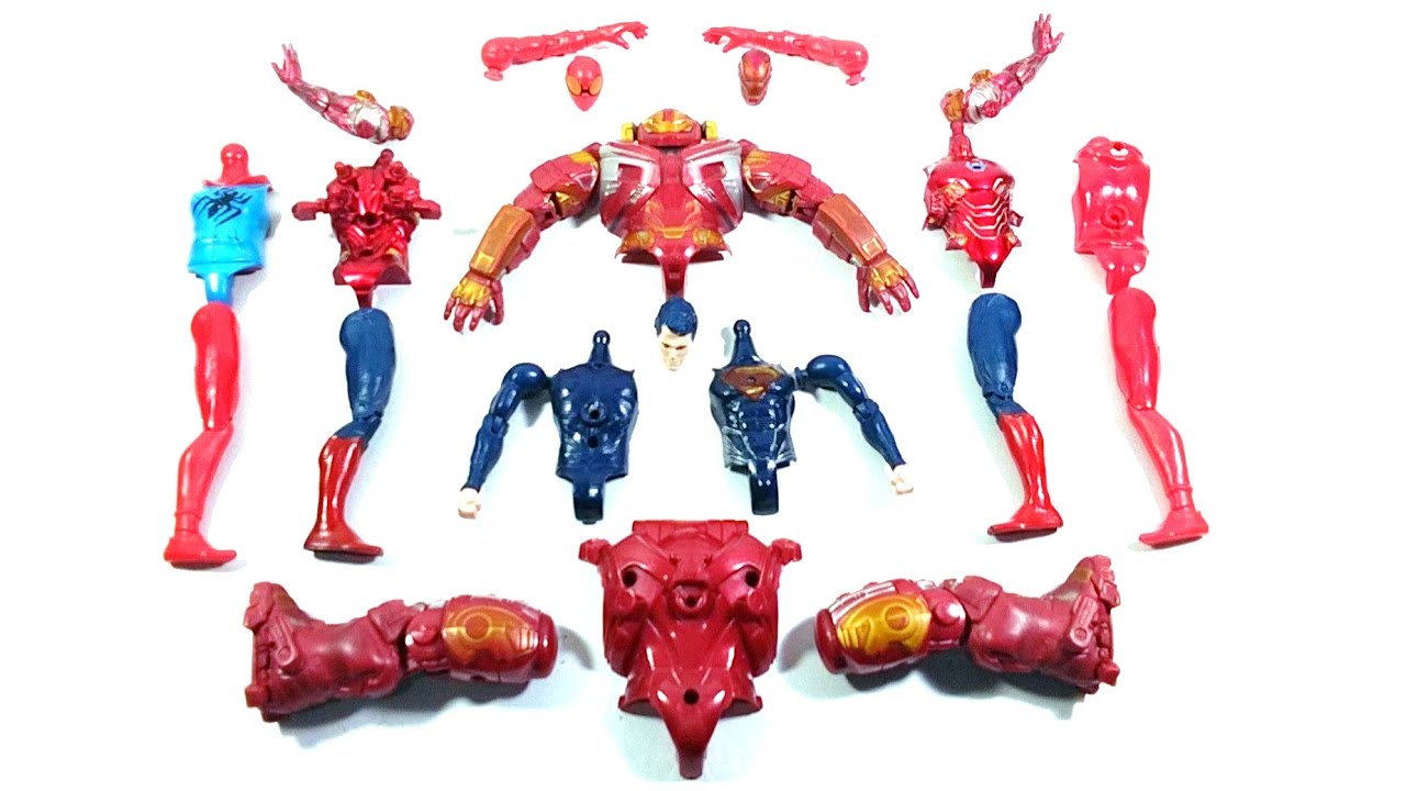 AVENGERS SUPERHERO TOYS HULK BUSTER VS SUPERMAN VS IRONMAN VS SPIDER-MAN GODHI...