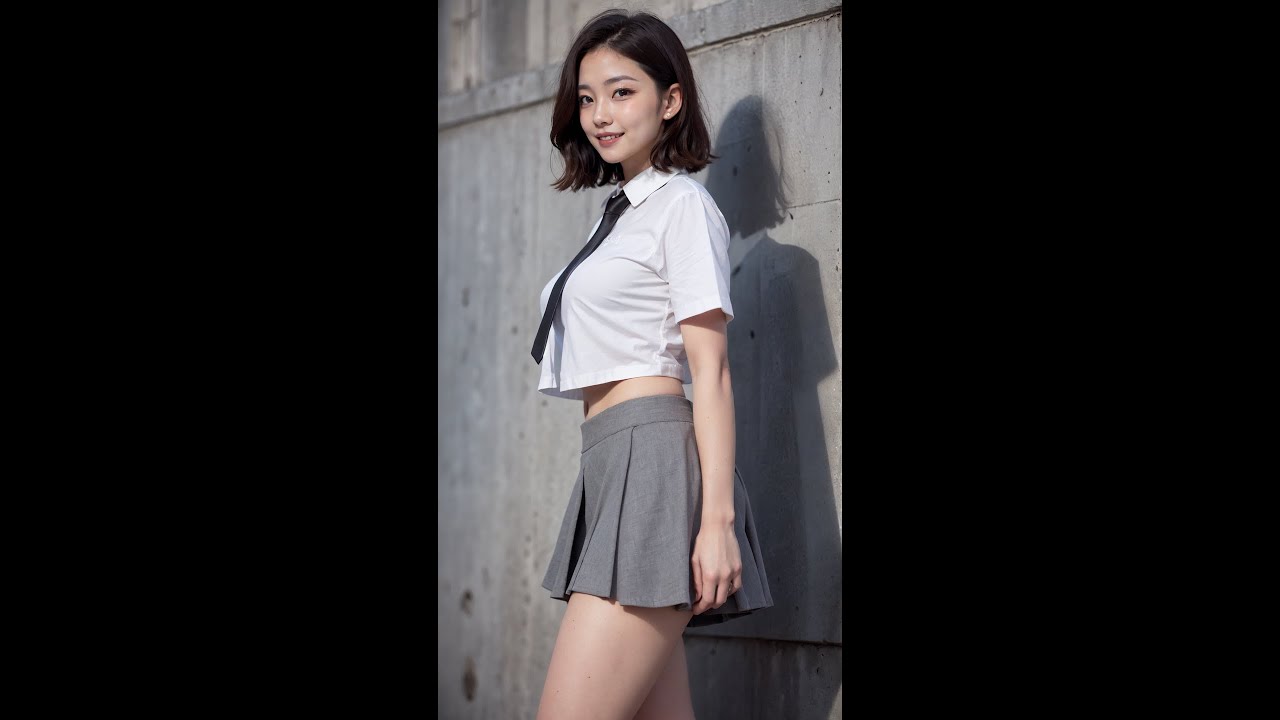 (Realistic 4K) AI - ART (LOOKBOOK, COSPLAY) 룩북 09 (shirts+miniskirt+tie)