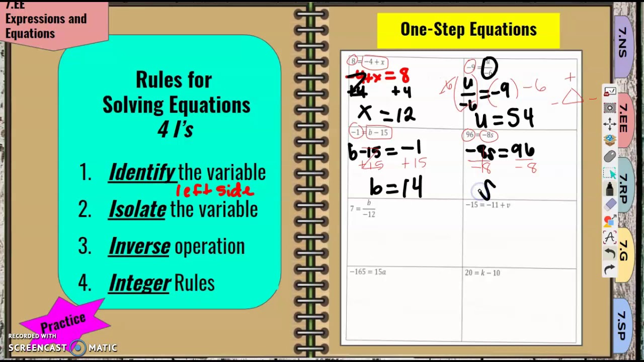 Solving One Step Equations