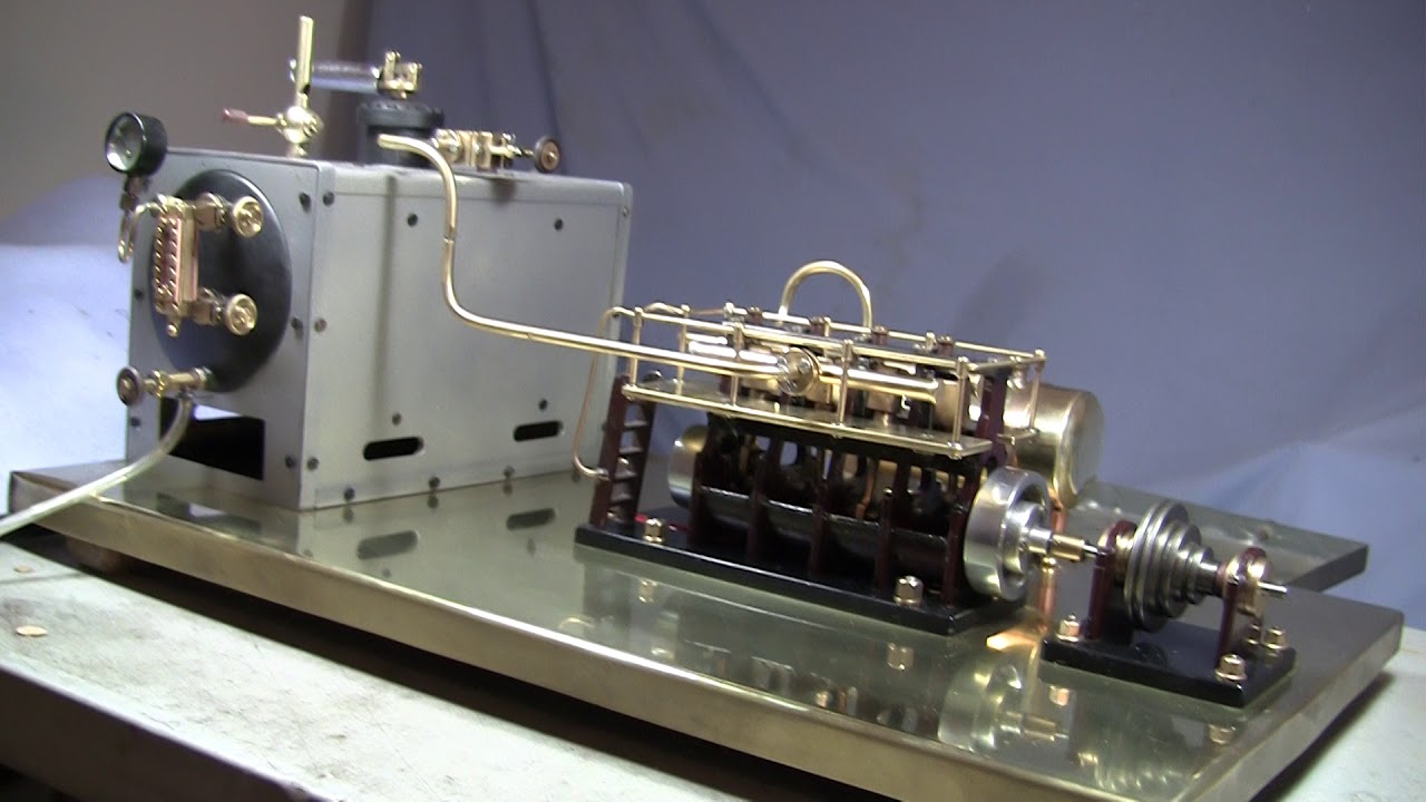 4 cylinder oscillating engine steam plant AIR run