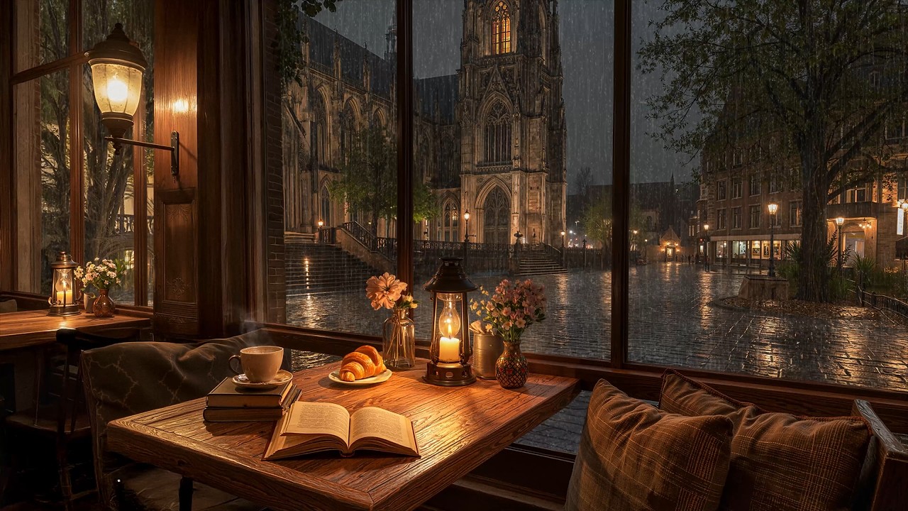 Rainy Night in the City 🌃🌧️ Smooth Jazz Ambience for Books, Coffee & Peaceful Sleep