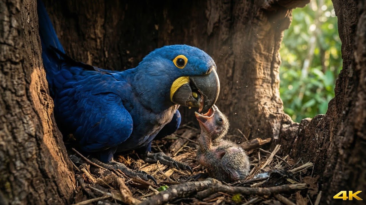 Inside the Secret Nest of the Hyacinth Macaw | Baby&rsquo;s First Flight 🦜 | Naturelens 