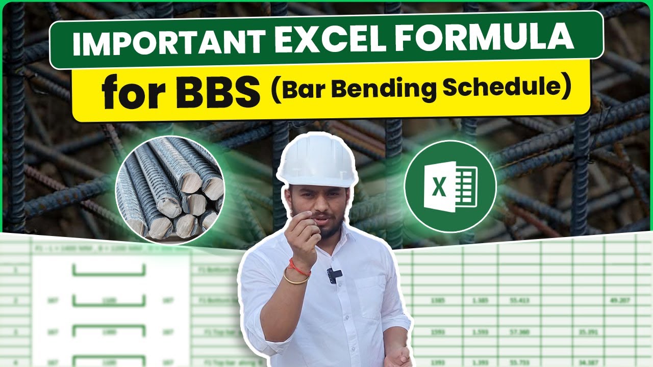 Important Excel Formula for BBS🔥 | Bar Bending Schedule in Excel