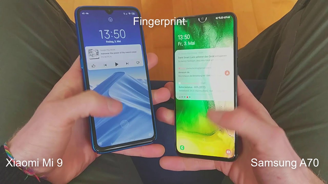 Samsung A70 vs Xiaomi Mi 9 Fingerprint & Face-Unlock Battle