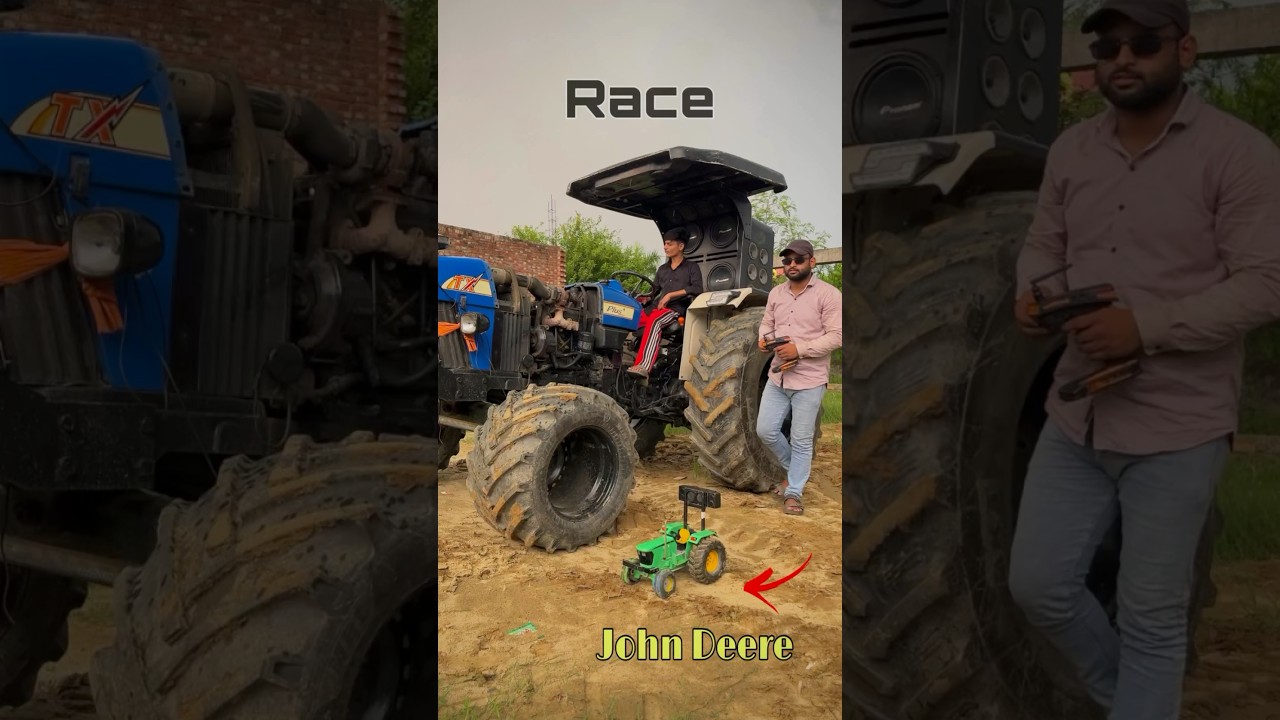 Race Big New Holland vs Mini John Deere #tractor