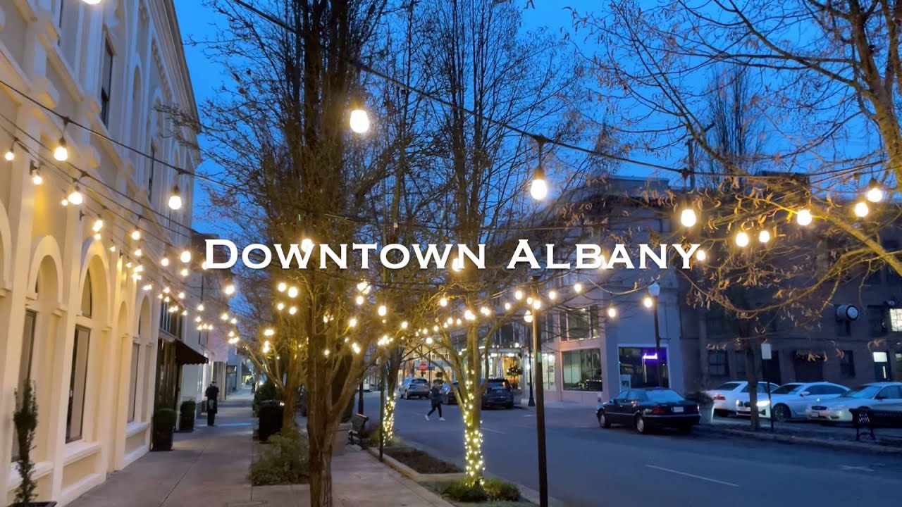 Downtown Albany, Oregon Walk- Magical Holiday Lights and Decorations