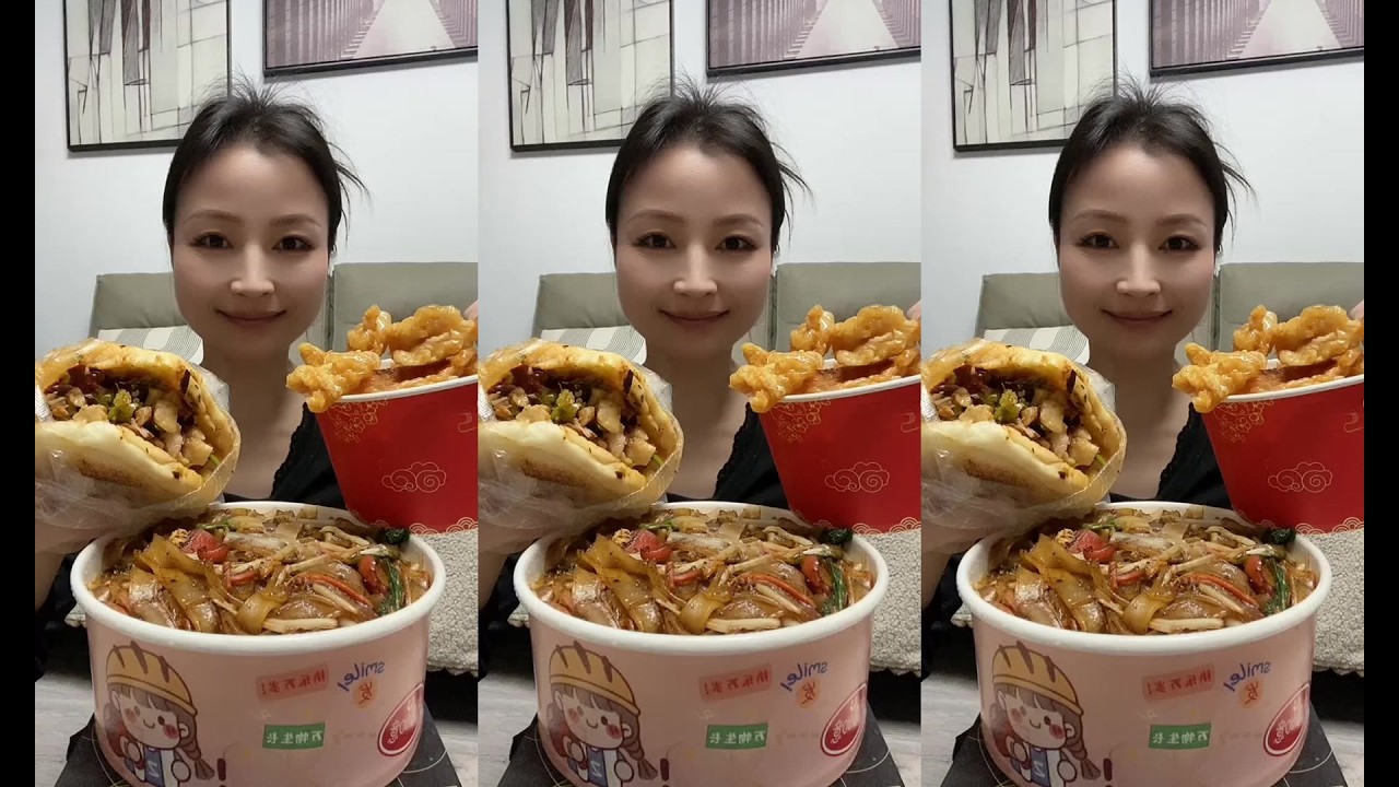 CHINESE MUKBANG SWEETFOOD,CAKE EATING SHOW EATING SPICY NOODLES YummyMukbang