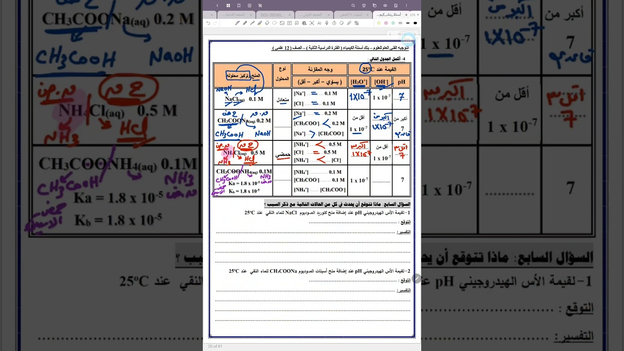 صفحة 12 بنك التوجبه ثاني عشر  كيمياء ترم ثاني