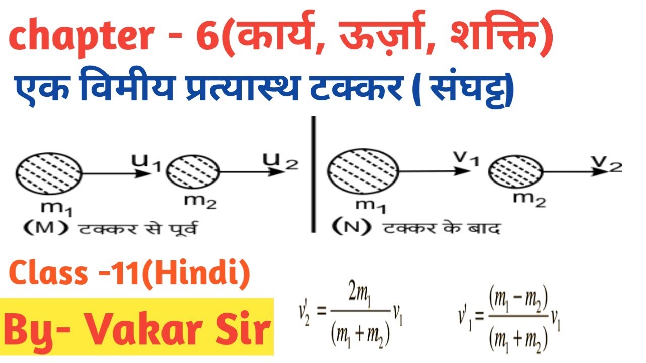 एक विमीय प्रत्यास्थ सघट्ट (टक्कर) । one dimensional collision। chapter-5 class 11th (Hindi medium)