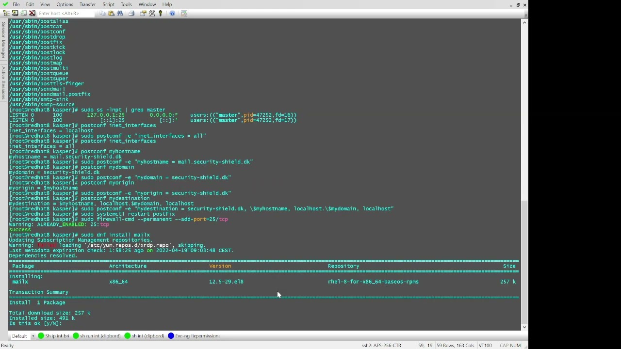 Red hat 8 postfix install