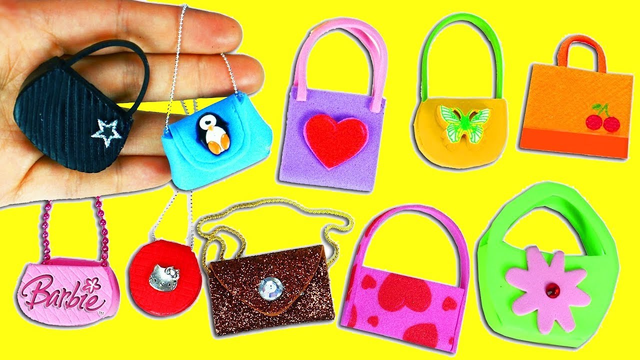 10 Diferentes Modelos de Carteras y Bolsos en Miniatura sin Coser  - 10 Manualidades para Muñecas #1