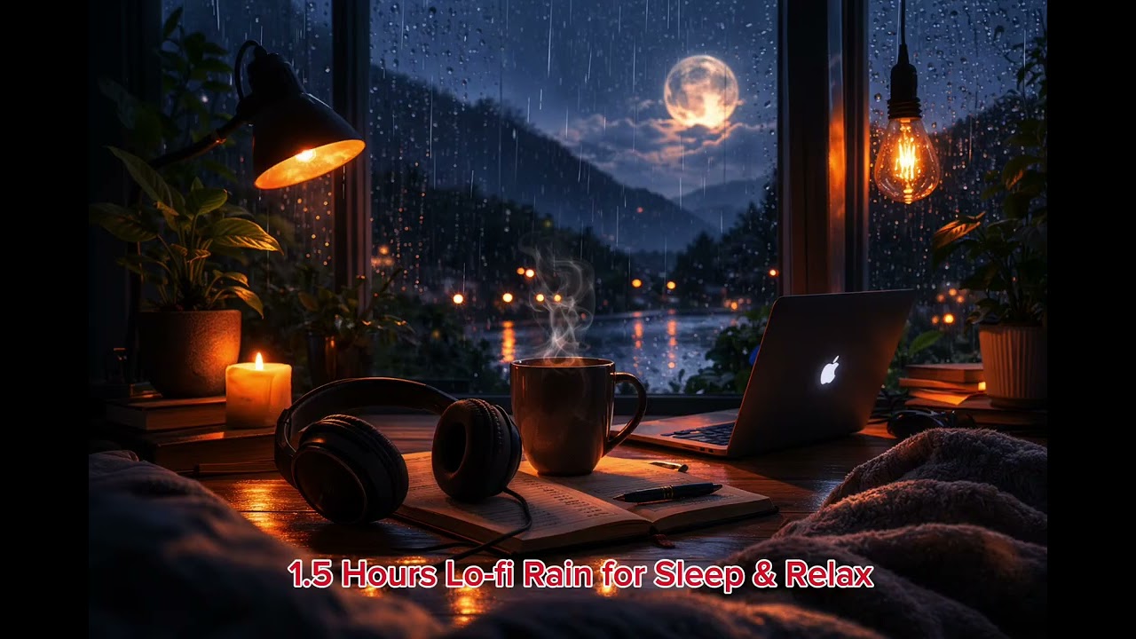 1.5 Hours Lo-fi Rain for Sleep & Relax  | Calm Night Study Music
