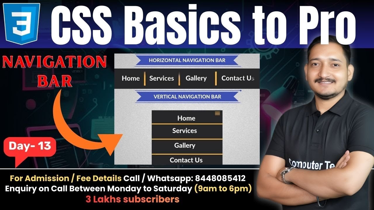 #13 Navigation Bar in CSS with Example | CSS Tutorial for Beginners | Computer Tech Academy