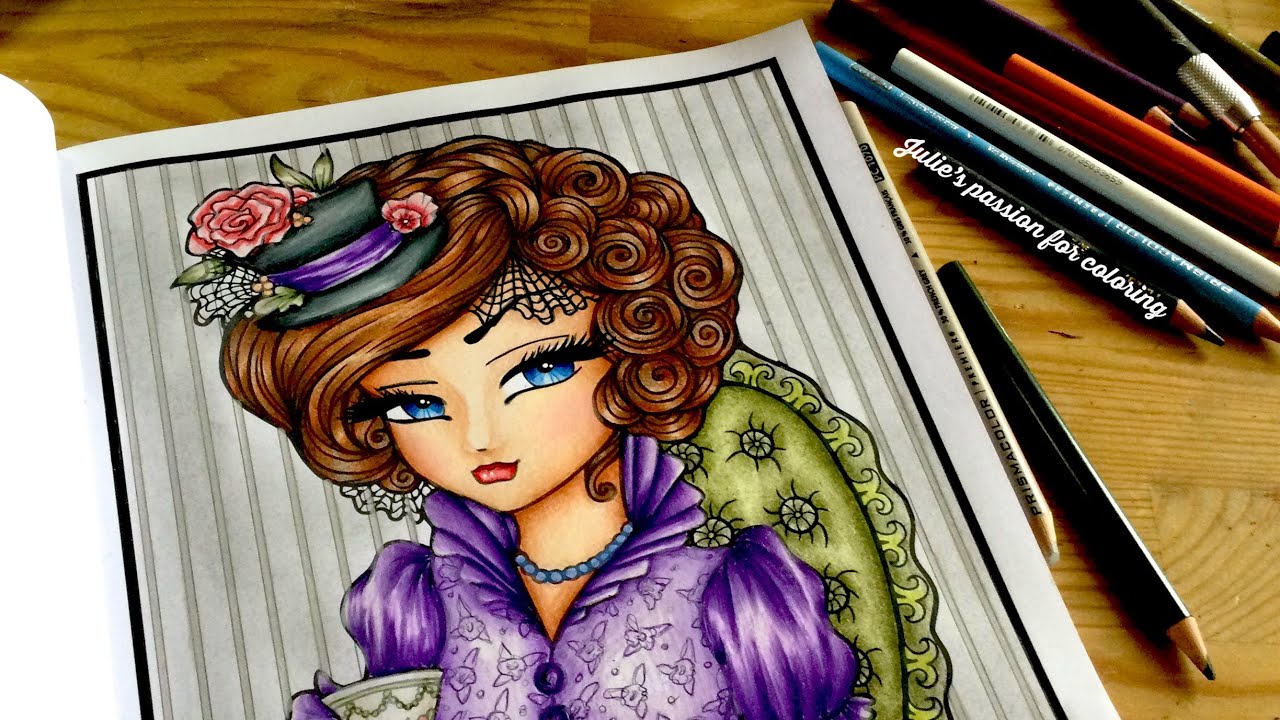 VICTORIAN DARLINGS by Hannah Lynn - prismacolor pencils - color along