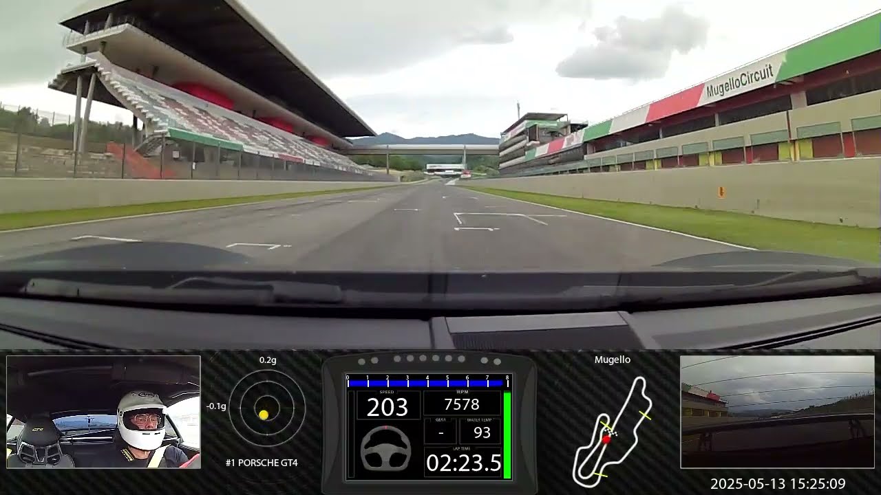 Mugello Circuit 13-05-25 Freies Fahren Trackday Porsche GT4 Clubsport Laptime 2min25sec Funtime