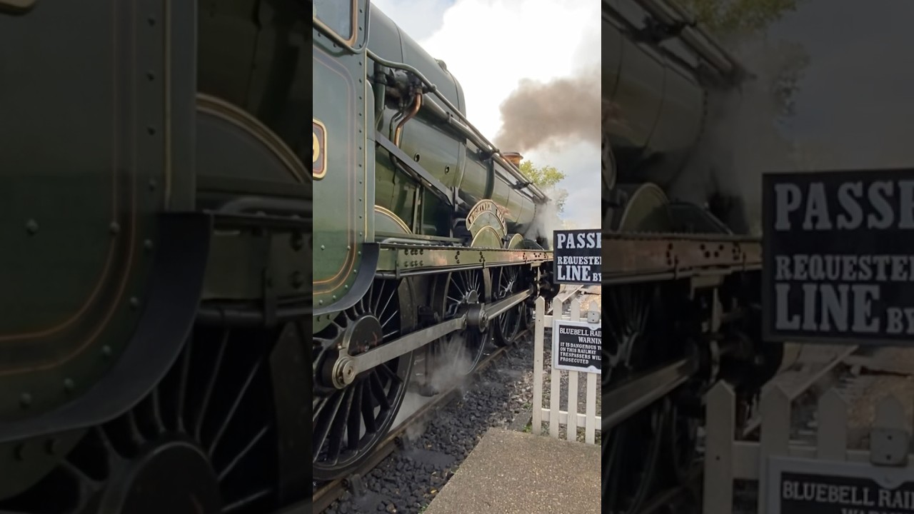 GWR Hall class 6989 &lsquo;whitewick hall&rsquo; leaving Sheffield Park station (the bluebell railway)