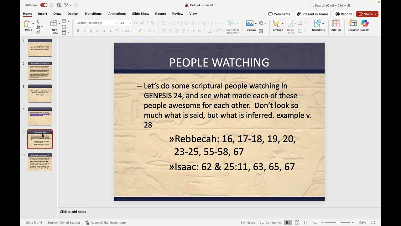 Gen 24 Active Teaching Ideas