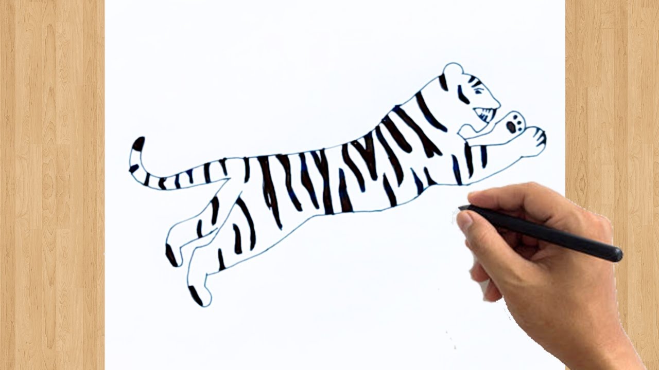 How to Draw a Jumping Tiger EASY