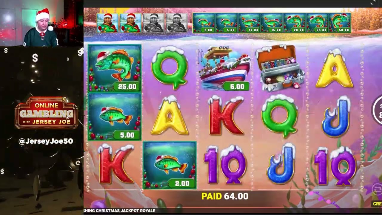 Big Catch Bass Fishing Christmas slot LIVE with BONUS [Online Gambling with Jersey Joe # 335]