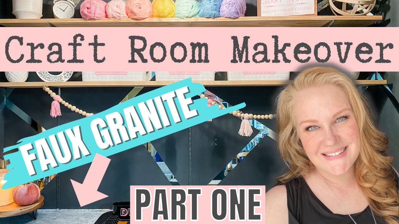 🌟WOW!  CHECK OUT this DIY CRAFT ROOM Makeover! DIY FAUX GRANITE & More! Craft Room Organization