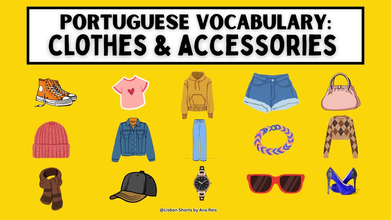 Clothing & accessories in Portuguese with phrases. Learn Portuguese vocabulary 🇵🇹👗👠💼  (Portugal)
