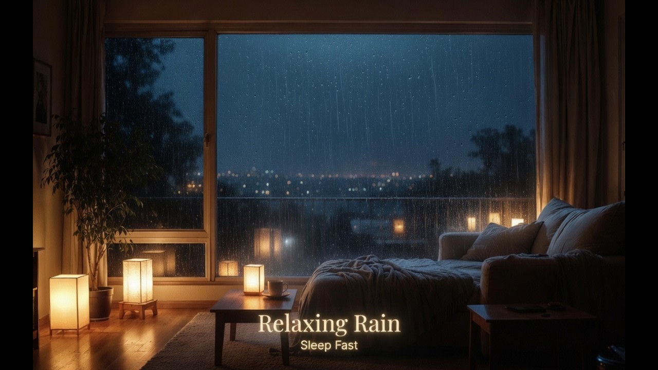 Cozy Rainy Night in a Warm Room 🌧 Fireplace Ambience for Sleep & Relaxation