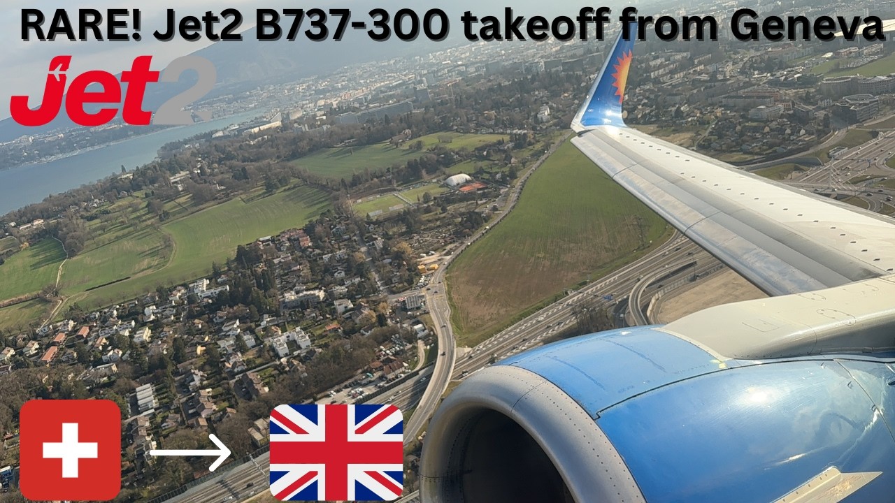 737 CLASSIC! Jet2 Boeing 737-300 takeoff from Geneva to Leeds Bradford!