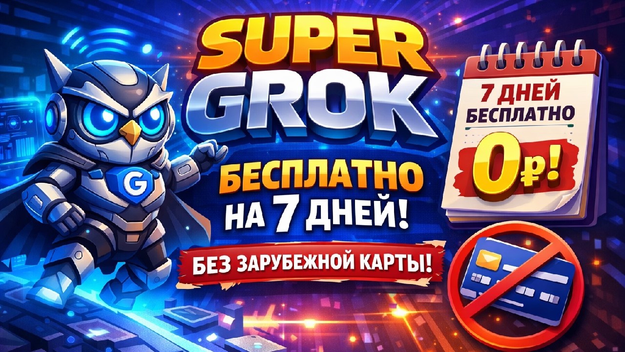 Super Grok бесплатно на 7 дней без какой либо зарубежной карты